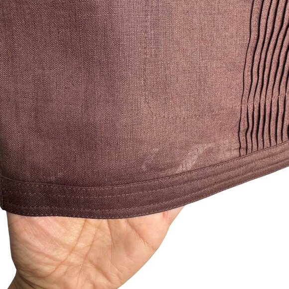MARINA LUNA 100% Linen Size XL Brown Pintuck Sleveless Blouse VacationSummer Top - Picture 6 of 6